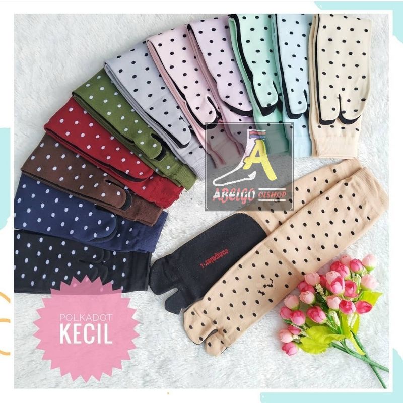 kaos kaki jempol motif polkadot/kaos kaki wanita muslimah/kaos kaki jempol panjang