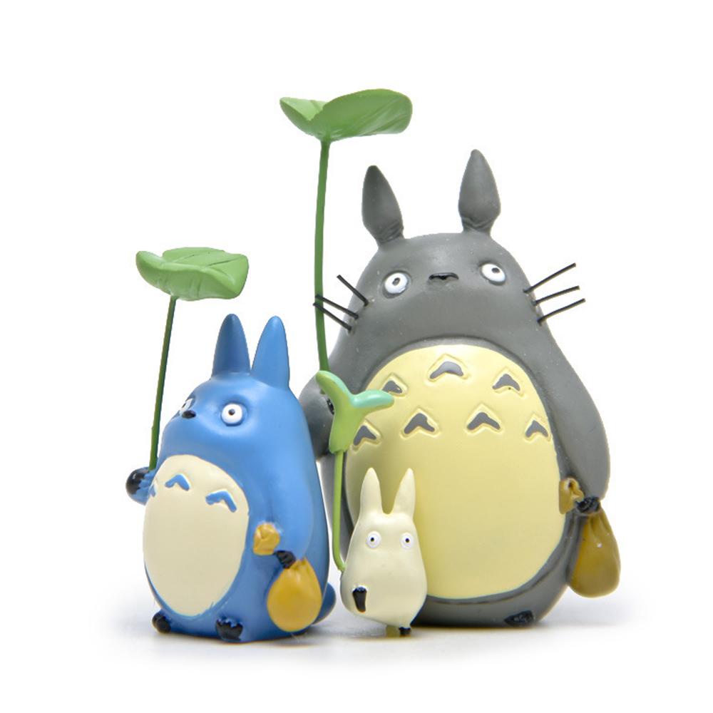 [Elegan] Action Figure Anime 3Pcs/set Miniatur Kerajinan Dekorasi Lanskap Mikro Totoro Dengan Ornamen Daun