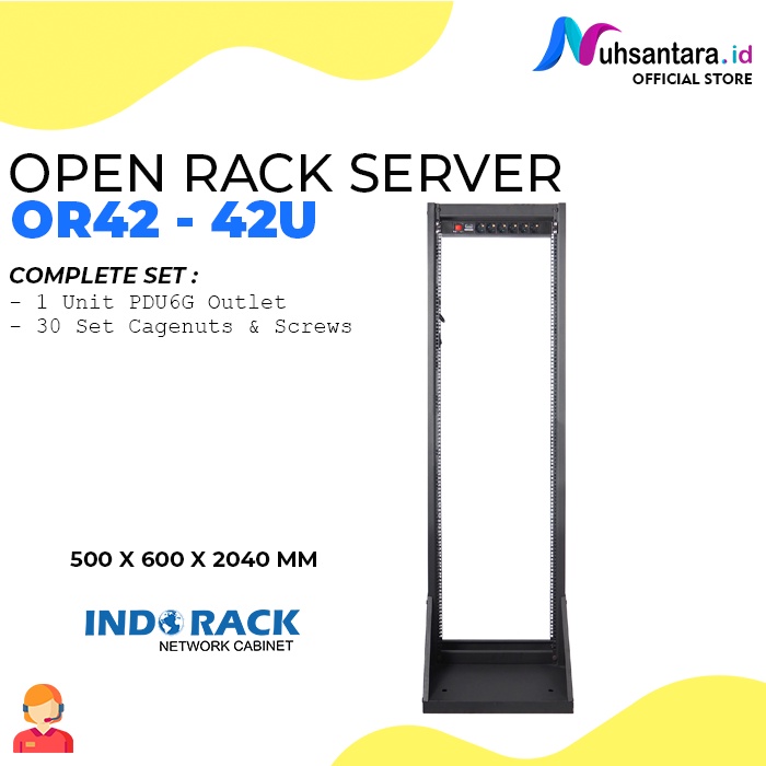 [𝐎𝐑𝐈𝐆𝐈𝐍𝐀𝐋] INDORACK Open Rack Server 42U OR42 Depth 400mm Open Rak Peladen 42U Indorack