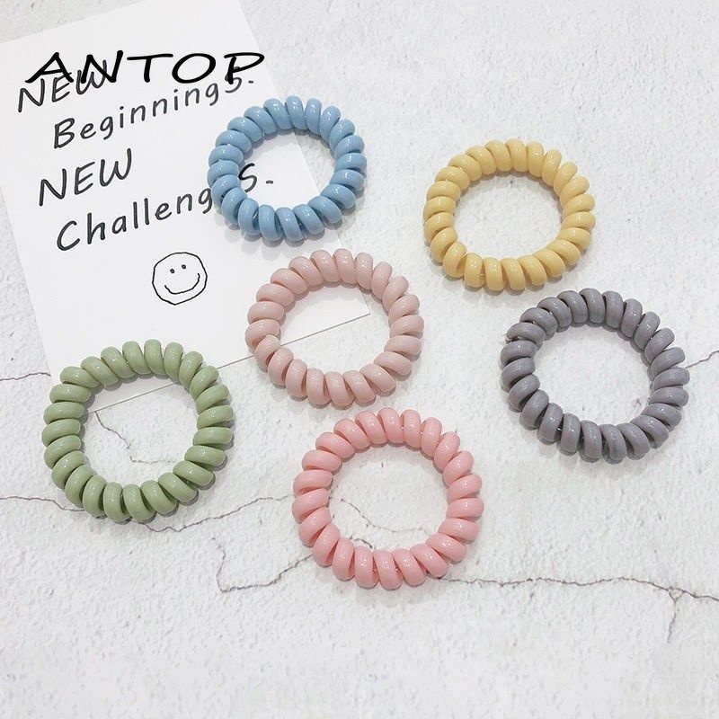 Korea Permen Warna Rambut Cincin Telepon Kawat Kepala Tali Wanita Sederhana Karet Gelang Tidak Ada Jejak Ekor Kuda Hiasan ANTOP