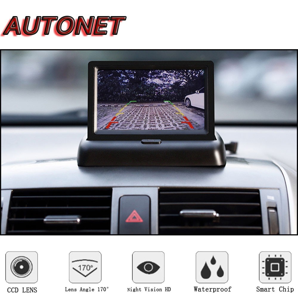 AUTONET Monitor Parkir Mobil Foldable Rear View TFT LCD 4.3 Inch - AU43 - Black