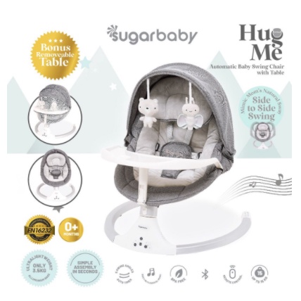 AYUNAN ELEKTRIK BAYI SUGAR BABAY SWING CHAIR HUG ME - AUTOMATIC SWING CHAIR WITH TABLE