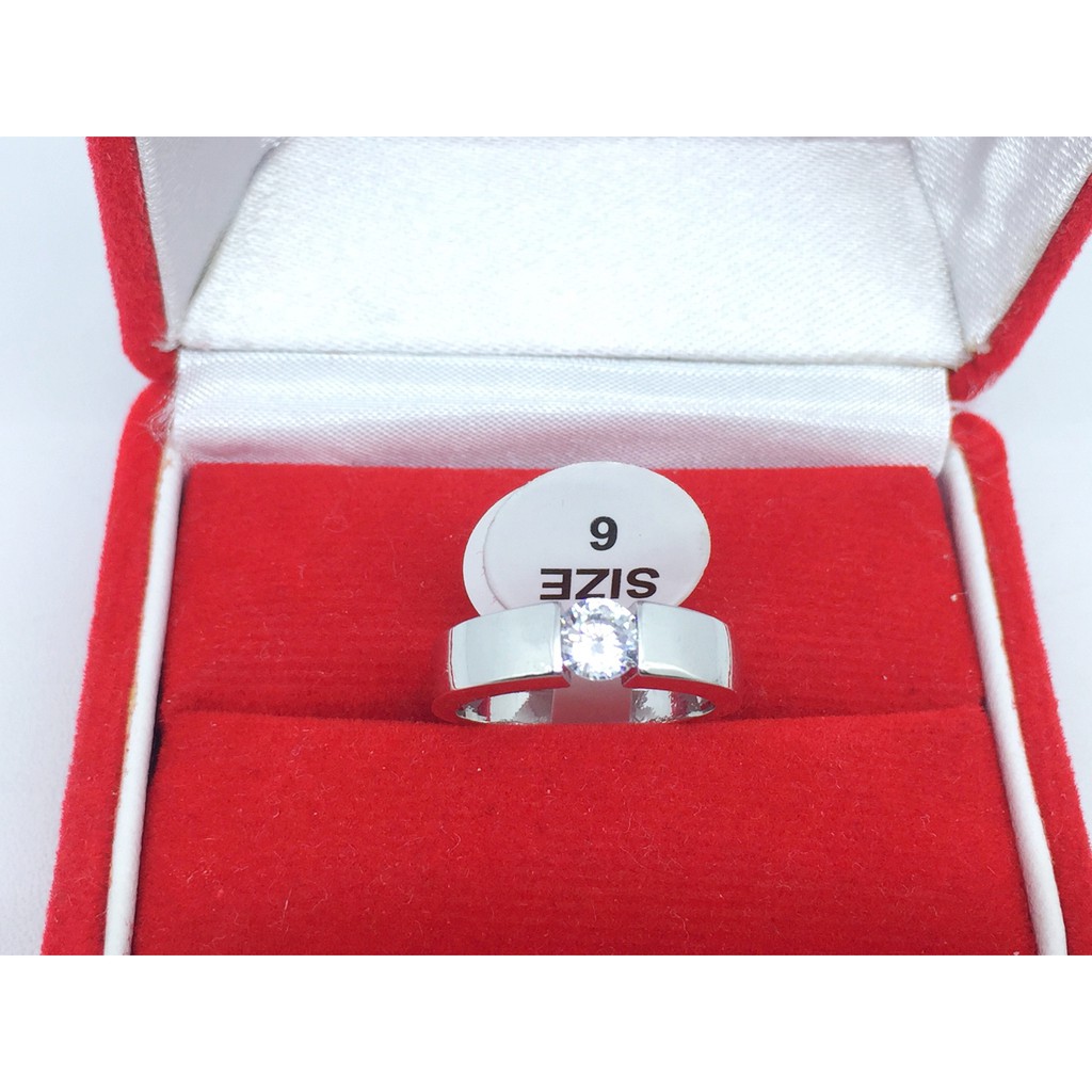 Cincin Silver Free Size Lapis Emas Putih Pria Kawin Tunangan - BR174