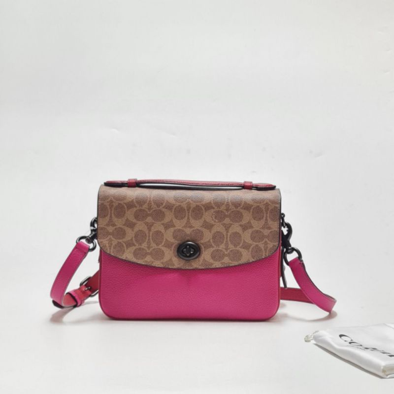COACH 74091 CASSIE CROSSBODY TAN BRIGHT PINK