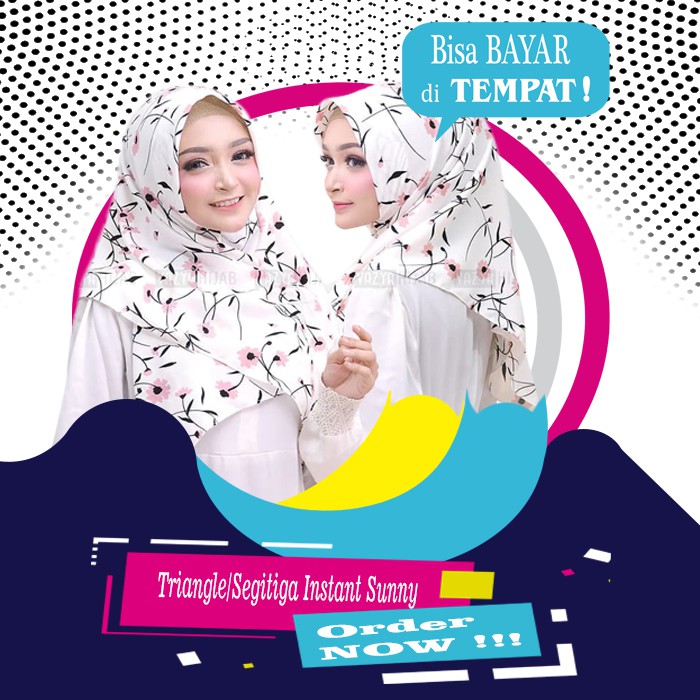 Hijab Triangle Segitiga Instant Sunny Motif Bunga Daisy Kecil Segera Miliki Koleksimu