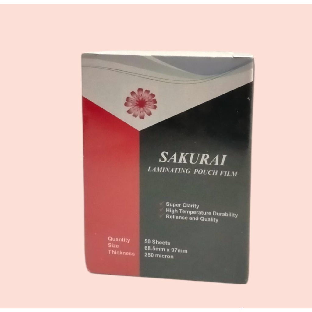 

LAMINATING PLASTIK KTP 250 MICRON TEBAL SAKURAI ISI 50 LBR