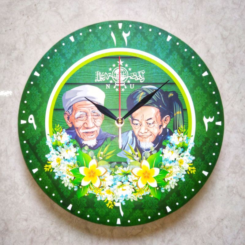 Jam Kayu Custom Tokoh NU (KH. Hasyim Asy'ari & KH. Maemun Zubair)