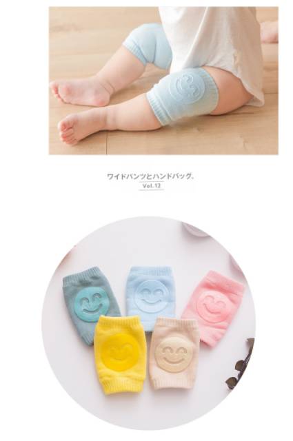 1234OS - [ Motif SMILEY ] Knee Protector / Knee Pads Untuk Pelindung Lutut Bayi Belajar Merangkak Jalan.