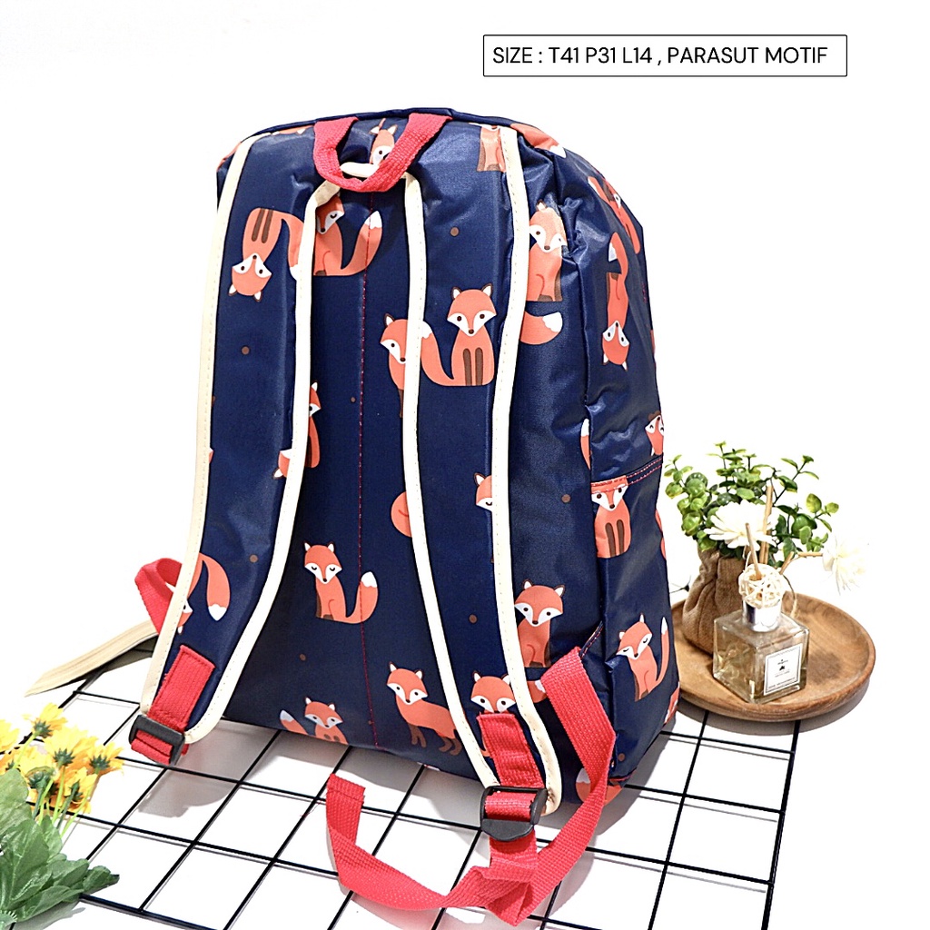 COD Sis TAS Ransel WANITA PARASUT ANTI AIR DENGAN MOTIF kotak /BAG Lokal/ TAS MURAH Simpel elegan Semarang