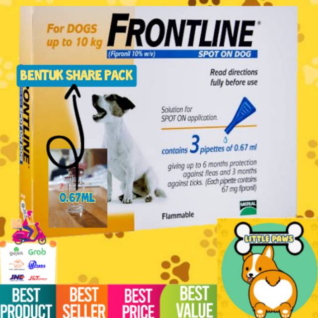 Repack Obat Kutu Anjing FRONTLINE SPOT ON Dog Original SHARE PACK - Small kecil up to 10kg Tetes