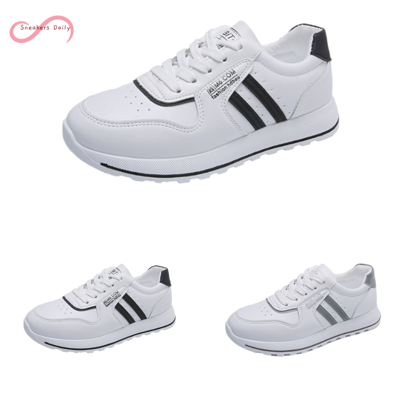 COD Sneakersdaily D500 Sepatu Sneakers Wanita Import Sport Sepatu Kanvas Putih