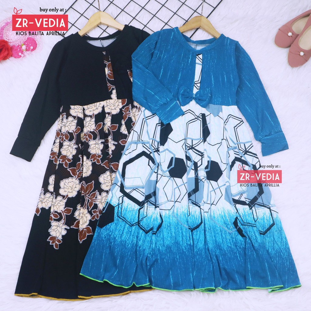 Gamis Pita Uk. 4-5 tahun / Gamis Anak Perempuan Muslim Ngaji Dress Lengan Panjang Murah Pita Motif