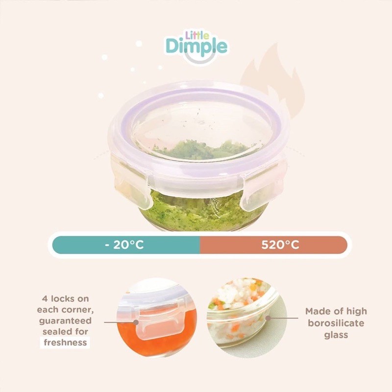 little dimple food container 240ml isi 3 (series pertama)