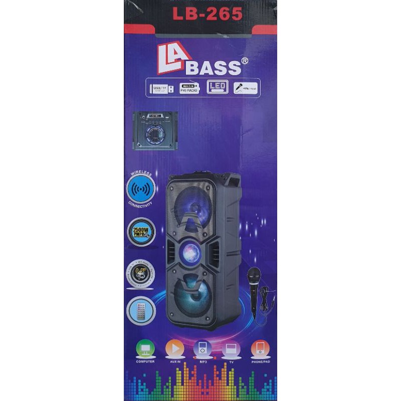 Speaker Portable 6,5 inch x 2 Labass LB265 Bonus Mic