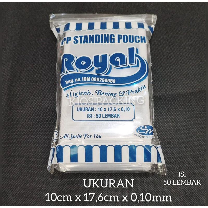 PP Standing Pouch 10 cm x 17,6 cm Plastik Ziplock Royal 50 Lembar