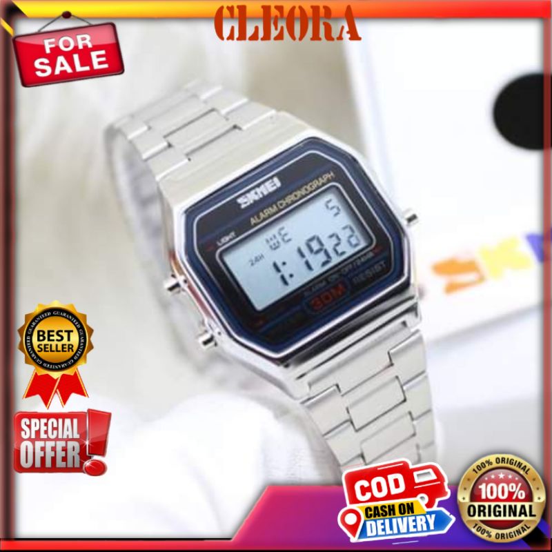 Jam Tangan SKMEI Arloji Pria Dan Wanita Digital Ori Tali Stainless Original Premium Tahan Anti Air C