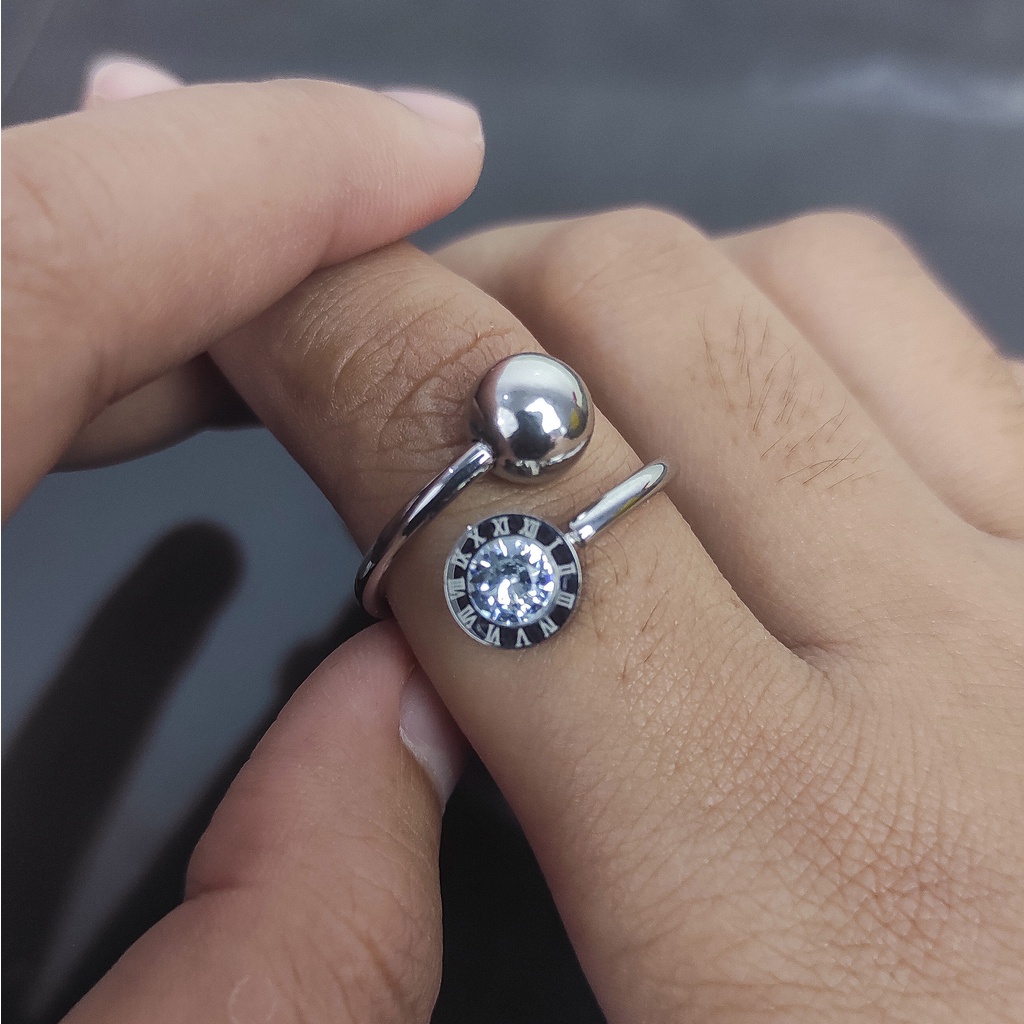 Cincin Spiral zircon titanium korea style anti karat - ercassia