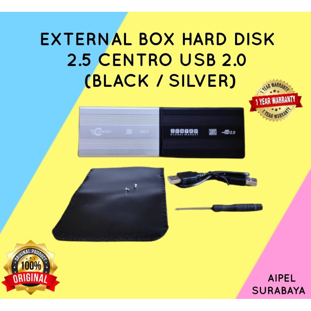 BOXC2 | EXTERNAL BOX HARD DISK 2.5 CENTRO USB 2.0 (BLACK / SILVER)
