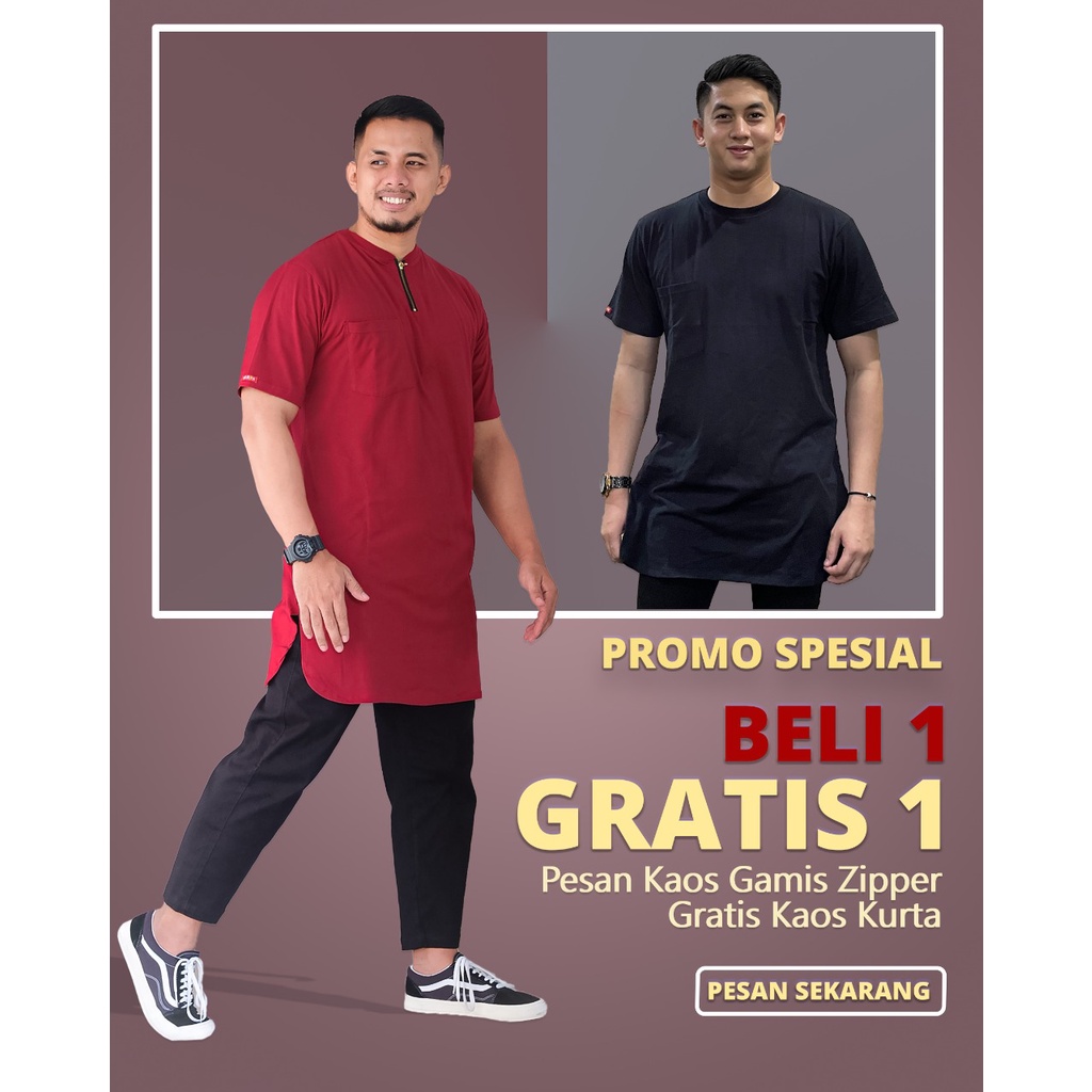 Gamis Zipper Free Kaos Kurta