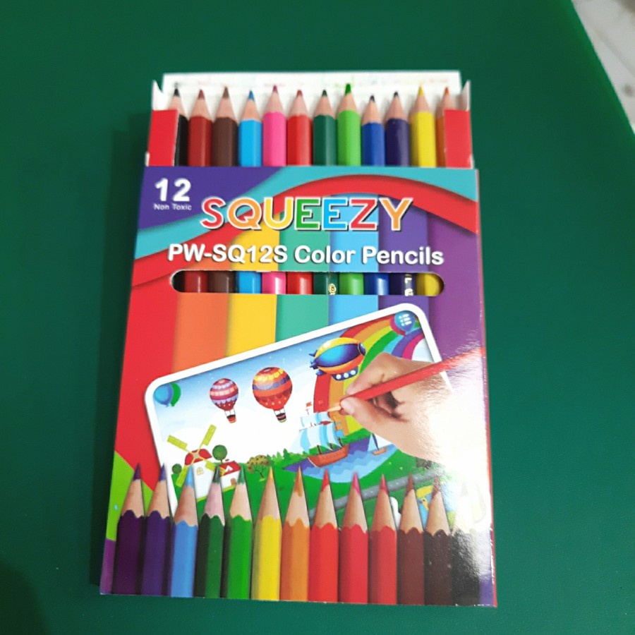 

1 SET Pensil Warna Squeezy 12 Warna Pendek