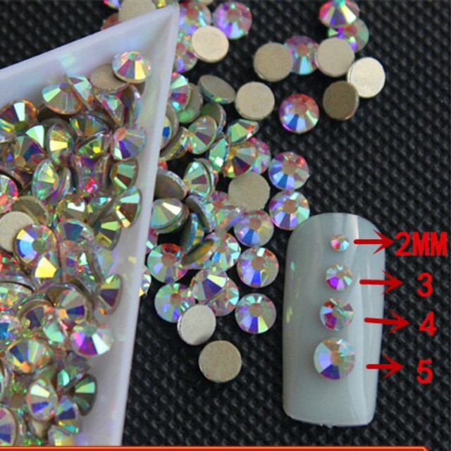 2mm 3mm 4mm ab crystal nailart swoavski ab silver ab blink quality yg bagus +-1440pcs