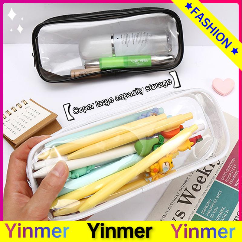 

COD✨ Decompression Primary Middle School Students Competition Rotating Pen Can Write Student Rotating PenTransparent PVC Student Stationery Zipper Pen Bag Travel Portable Toiletry Makeup Storage Bag-Yinmer