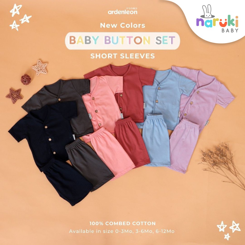 Ardenleon Baby Button Set Arden Leon Baju Setelan Bayi (NEW COLOR)