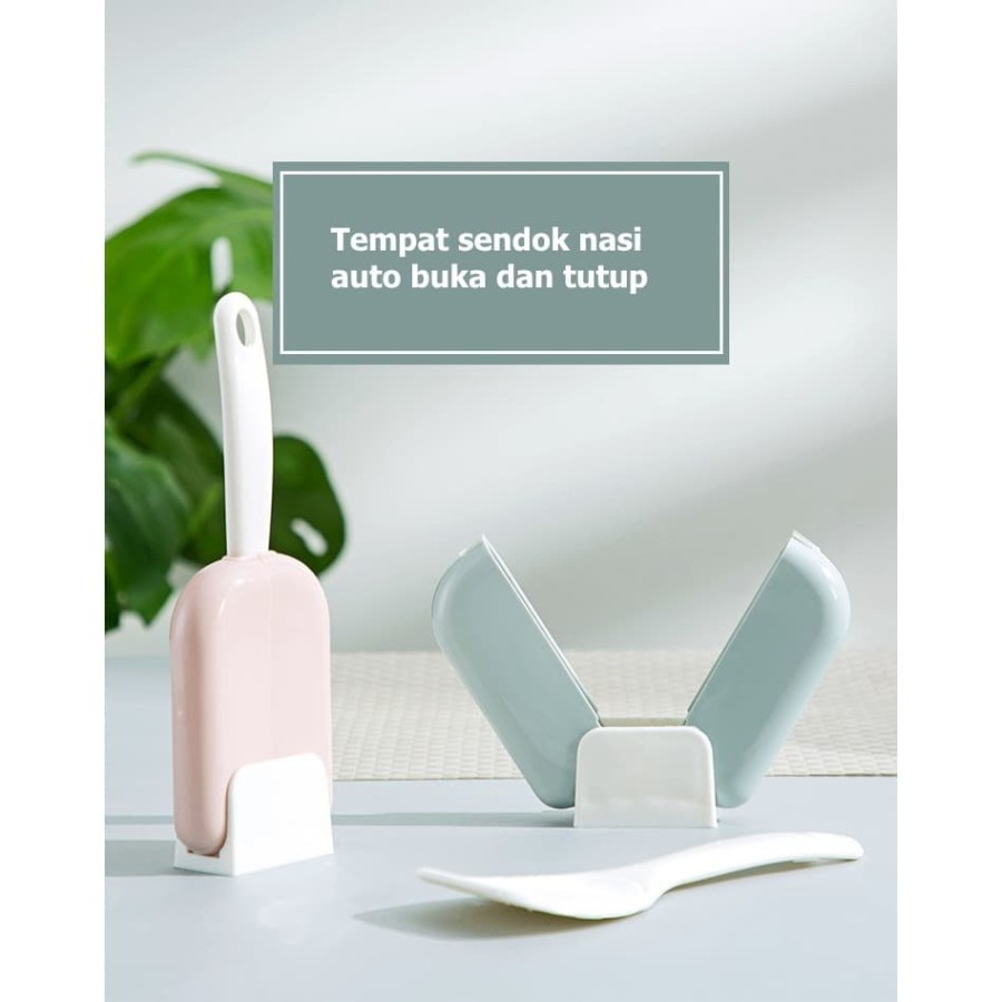 CENTONG NASI DENGAN PENUTUP OTOMATIS / SENDOK CENTONG MAGIC / AUTOMATIC RICE SPOON RACK HOLDER