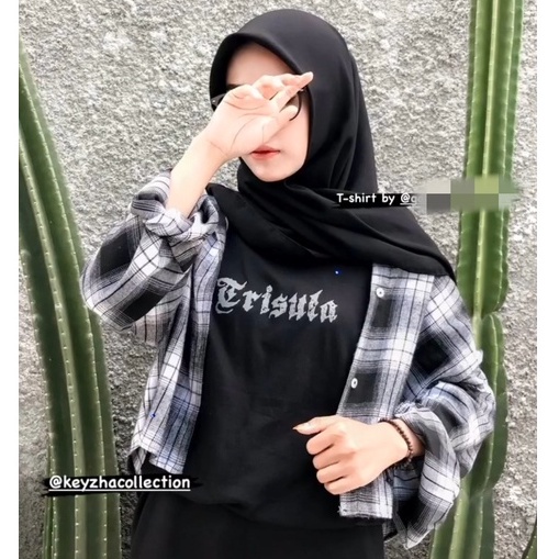 sasha balon crop tartan viral/kemeja crop flanel