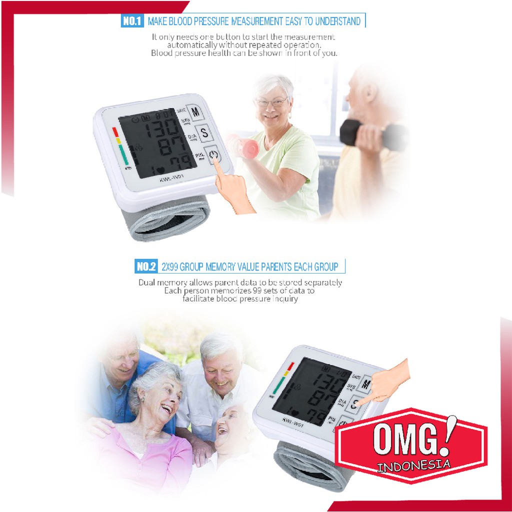 TENSIMETER DIGITAL LCD DISPLAY PENGUKUR TEKANAN TENSI DARAH PORTABLE BLOOD PRESSURE ELEKTRIK [ COD ]-5