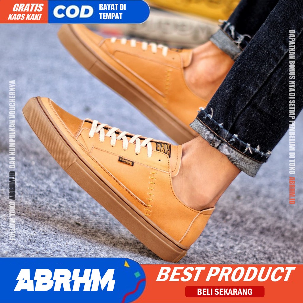 ABRHM X DANTE Sepatu Casual Sneakers Kasual Polos Ori Pria Cowok kulit Asli Sepatu Kasual Sneaker Santai Kuliah Kerja Kondangan Gaya Keren kekinian Original