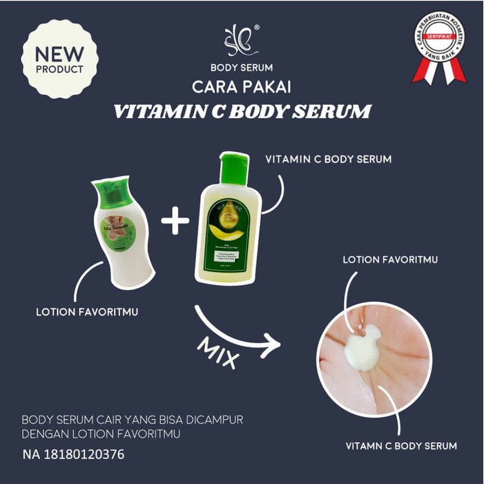 WATER BODY SERUM VITAMIN C by syb ( HIJAU ) / body serum cair