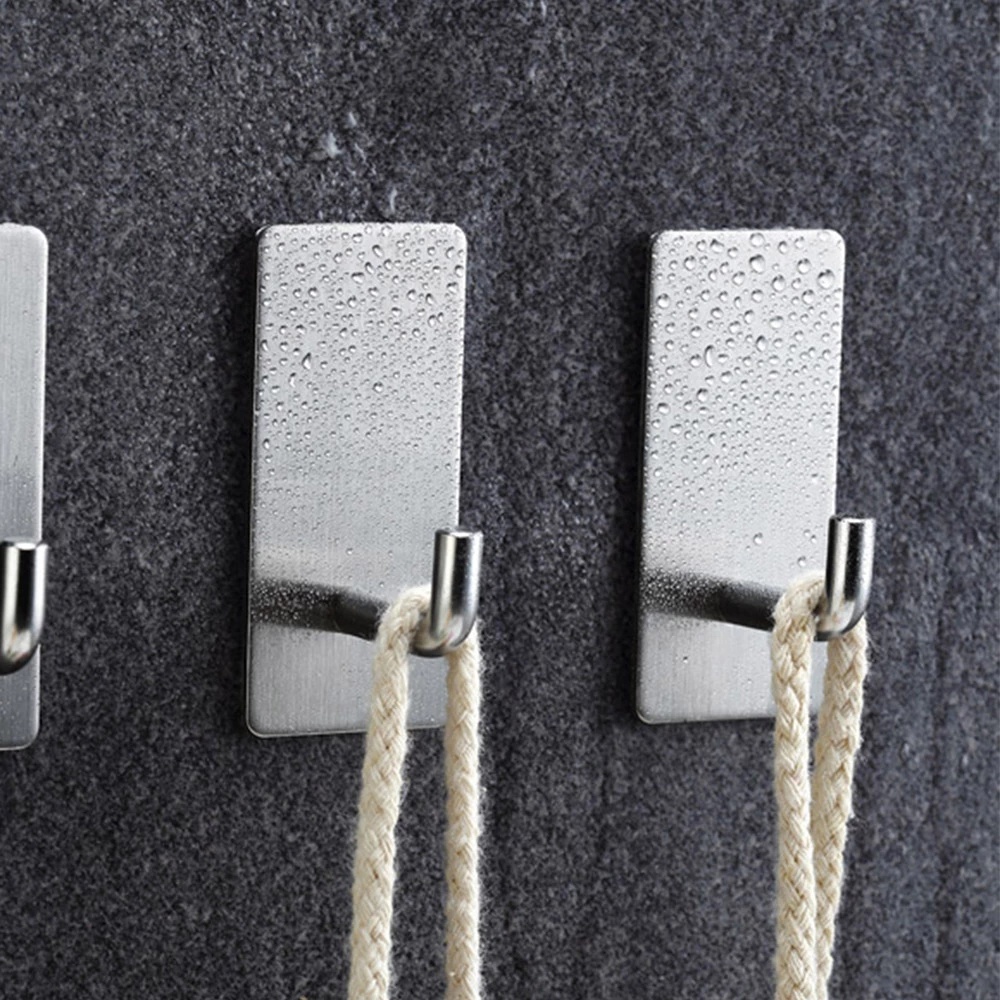 1/4 Pcs Stainless Steel Wall Hooks / Self Adhesive Sticky Hooks for Bathroom Key Bag Coat Towel  Hanger Storage Hanging Holder Rack