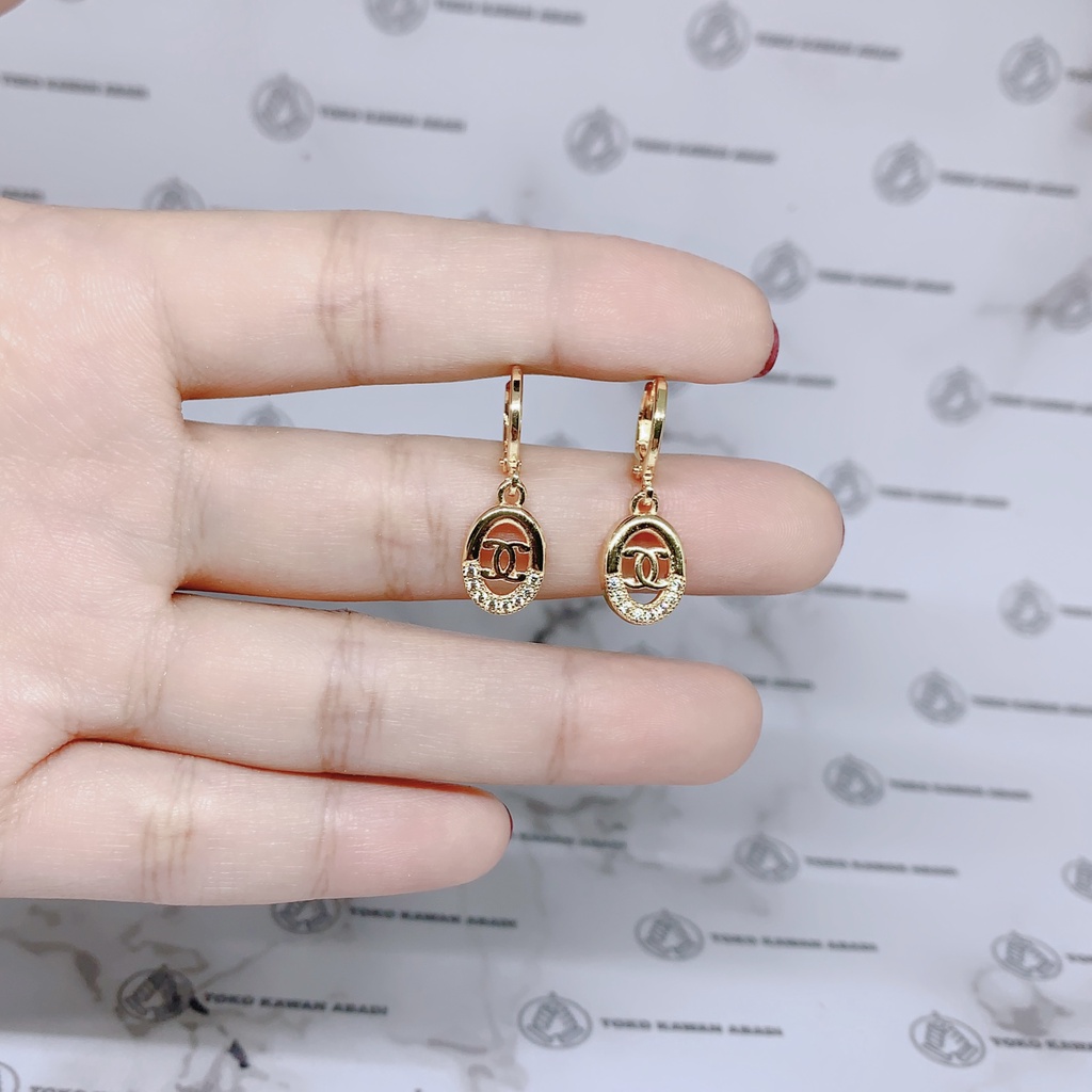 Xuping Gold Anting dewasa Perhiasan Wanita Model Clip Permata *55