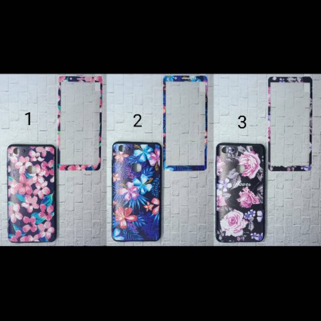 Case F5/A71/J7 Plus/V7 Flower/Bunga + Tempered Glass