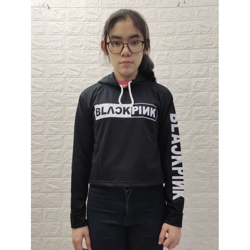 Sweater crop hoodie wanita/babyterry