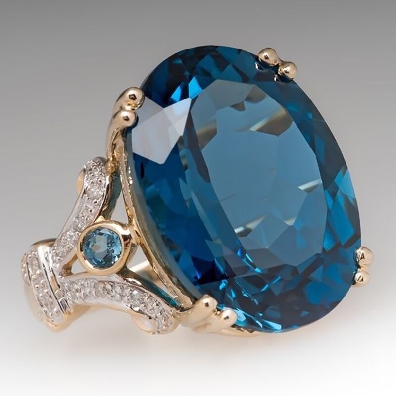 Cincin Kristal Bentuk Pesawat Warna Biru Laut Untuk Wanita