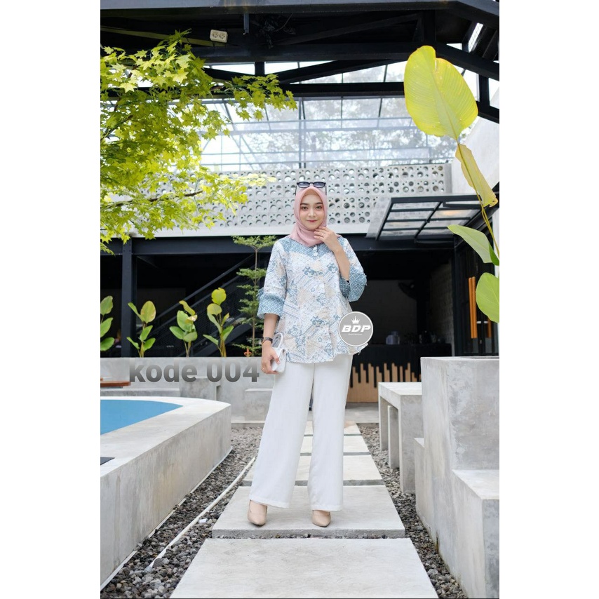 tey-17 Batik wanita ASJ SA HRB026 Kenongo Kemeja Tosca Pendek-7
