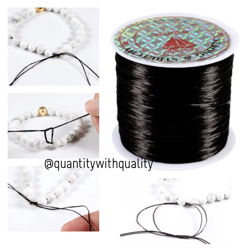 Tali Benang Karet Elastis 60 Meter Uk 0,4mm Super Kuat Bahan Craft Gelang Kalung Manik Manik DIY termurah