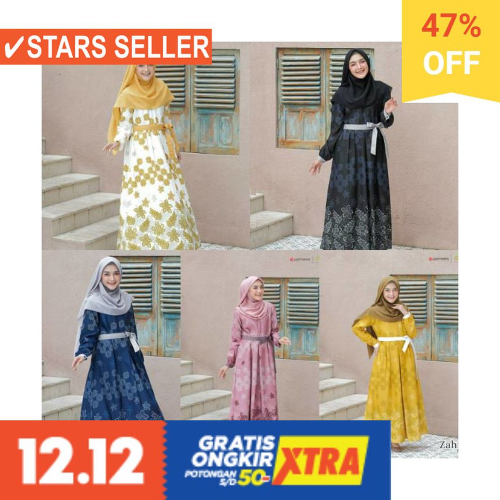 BUSANA MUSLIM PEREMPUAN FASHIONABLE CEWEK CANTIK / GAMIS DRESS BUSUI SYARI MOTIF ZAHRA BY YASMEERA