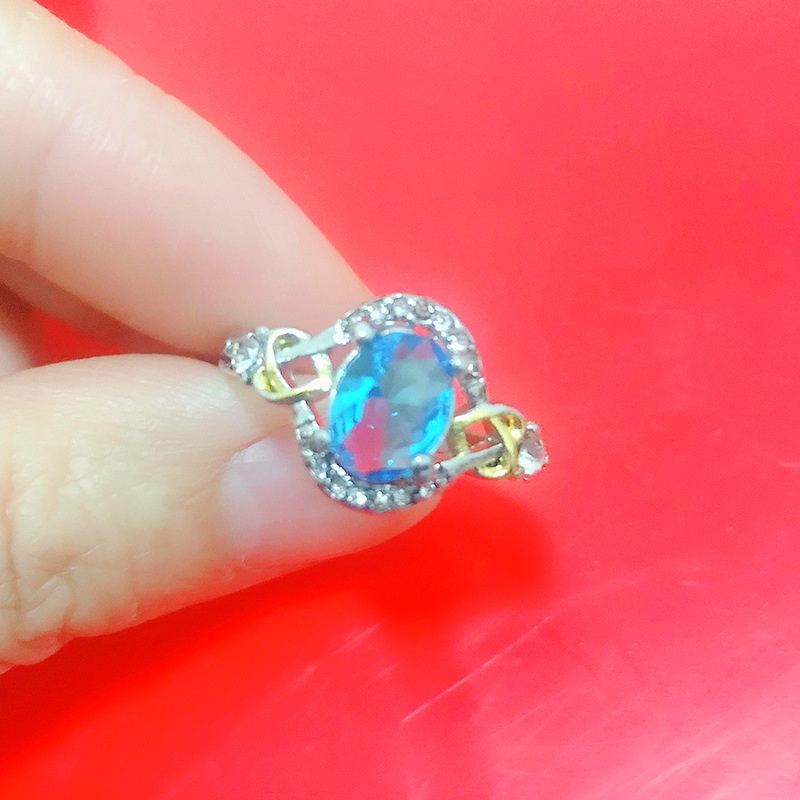 Cincin electroplating Hias zircon Dua Warna Gaya Eropa Amerika Untuk Wanita