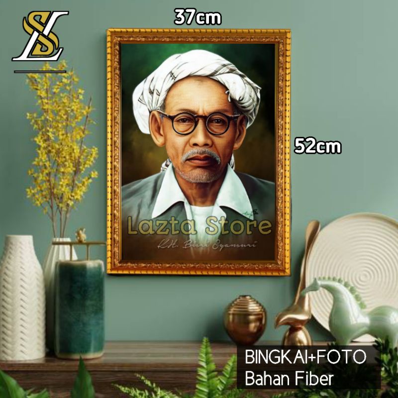 FRAME PIGURA FOTO KH. BISYRI SYAMSURI|BINGKAI FOTO ULAMA DAN HABAIB|FIGURA FIBER HIASAN DINDING ISLA