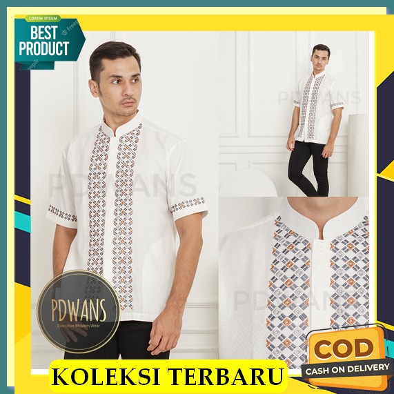 Atasan Baju Muslim Kemeja Semi Koko Kokoh Kurta Qurta Bahan Katun Toyobo Bog Size Xxl Kombinasi Oran