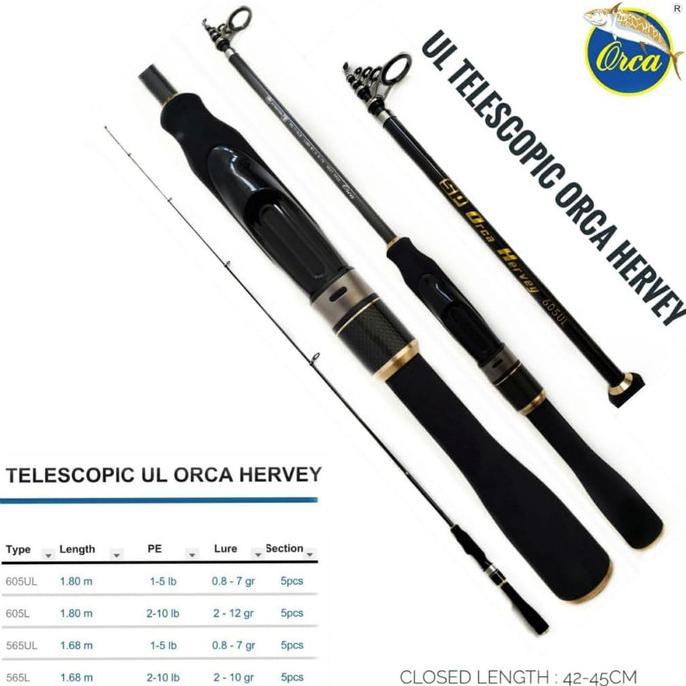 TERMURAH Joran Orca Telescopic Hervey 562 165 UL 1-5 Lb Casting Rod
