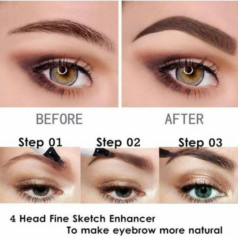 Pensil Alis Waterproof Four Tip Eyebrow Otomatis Pensil Alis Otomatis Fork Tip Eyebrow Kosmetik Mata