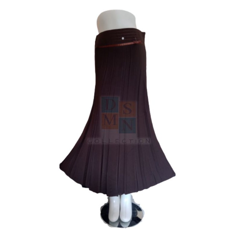 Rok Kerja Plisket Wanita Panjang Muslim-COKLAT PRAMUKA