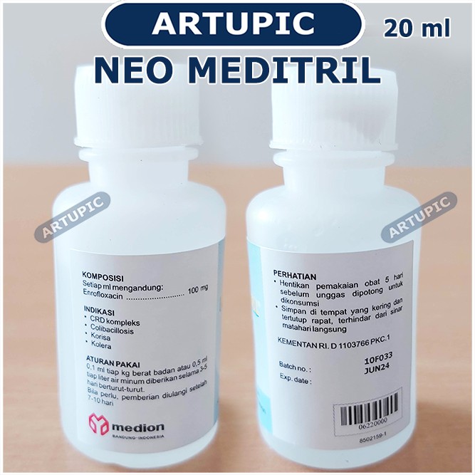 Neo Meditril 20 ml Basmi Bakteri Flu Snot CRD Korisa Ayam Burung Neomeditril Medion Antibiotik Sapi