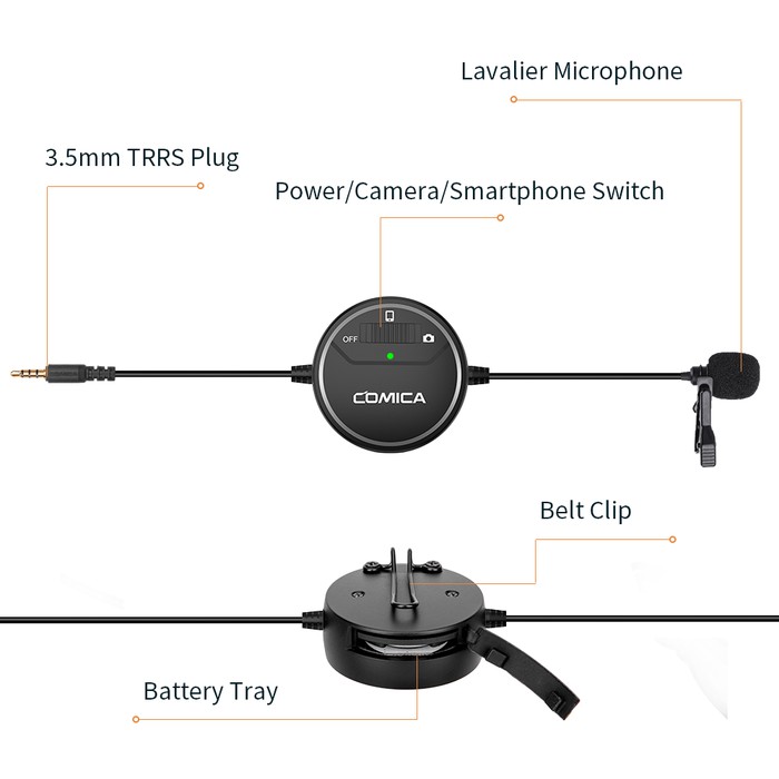 Microphone for smartphone, camera, gopro Comica v03 lavalier omnidirection