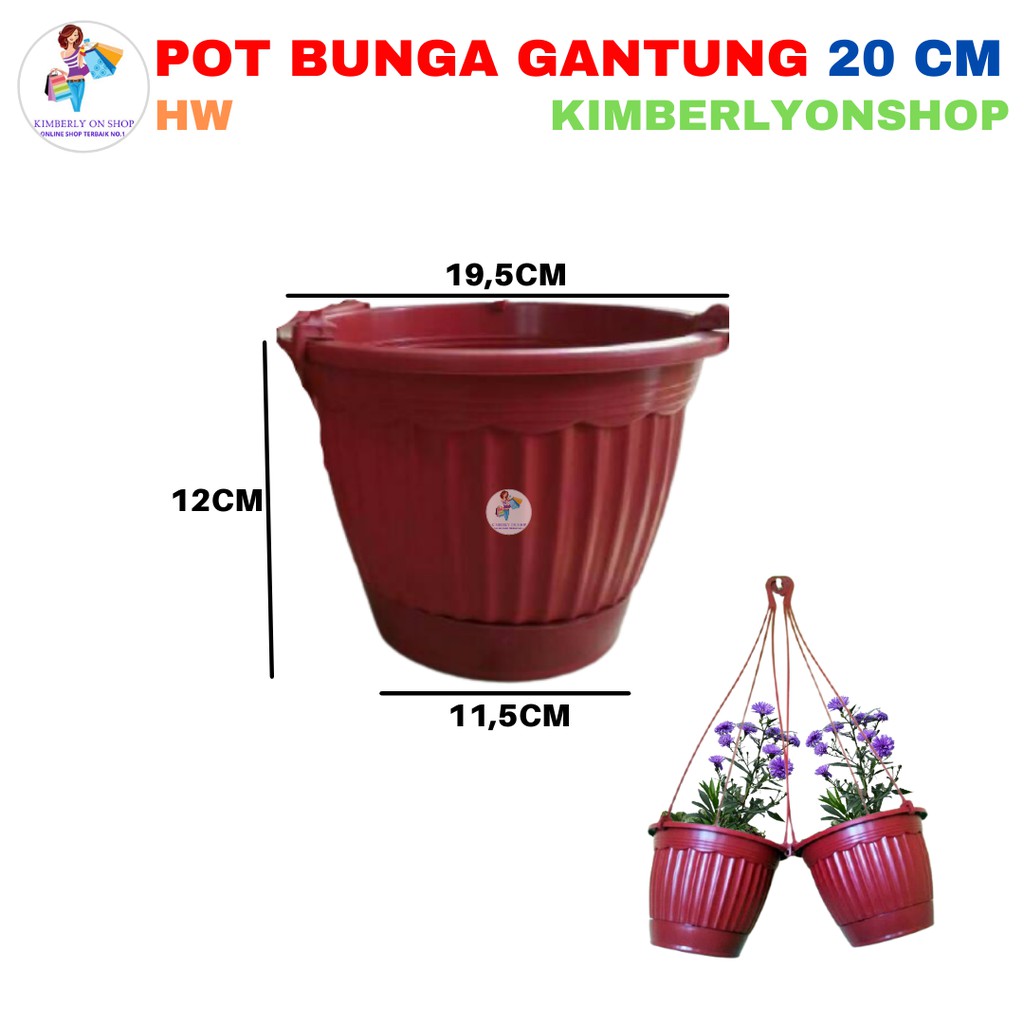 Pot Gantung 20cm Bunga Plastik Pot Gantungan Cantik 20 cm Hanging Vas