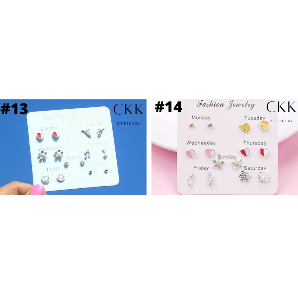 ➰CKK➰ 7 Pasang Anting Tindik Tusuk 1 Set FA99 Korea Fashion Plug Earrings Korean Style